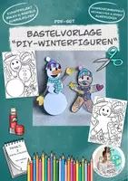 Vorschau - Unterrichtsreihen - Bastelvorlage "DIY-Winterfiguren" / Ausmalbilder Malvorlagen - Deckblatt