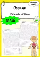 Vorschau - Arbeitsblätter - Organe - Wörtersuchrätsel - GRATIS - Deckblatt