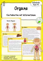 Vorschau - Aufgabenkarten - Organe - Karteikarten mit Lesetexten - Deckblatt