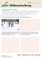 Vorschau - Arbeitsblätter - Schneemann bauen - Bildbeschreibung - DaF Arbeitsblatt - Deckblatt