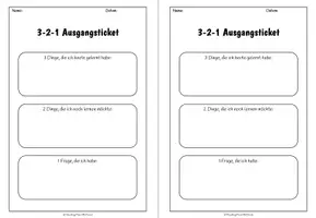 Vorschau - Arbeitsblätter - 3-2-1 Ausgangsticket - Sicherung - Seite 1