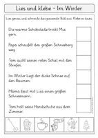 Vorschau - Arbeitsblätter - Leseverständnis Winter Lesen und kleben Klasse 1/2 - Seite 3