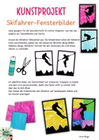 Vorschau - Mal- und Bastelvorlagen - Winter Fensterbilder: Skifahrer Kunstprojekt / Kunstidee /Bastelidee - Seite 1