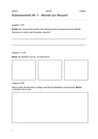 Vorschau - Arbeitsblätter - Lernzielkontrolle Test Klassearbeit Wende zur Neuzeit - Deckblatt