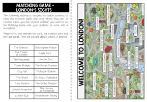 Vista previa - Hojas de trabajo - LONDON SIGHT'S - Matching Game + Worksheets (Map Work) - página 1