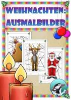 Vorschau - Unterrichtsreihen - Winter - Weihnachten : Ausmalbilder gestalten - Deckblatt