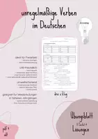 Vorschau - Arbeitsblätter - Unregelmäßige Verben im Deutschen - Deckblatt