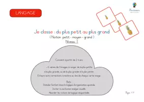 Aperçu - Cartes d'exercices - Langage - Plus petit au plus grand - Niveau 1 - Page 1