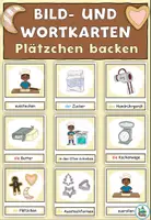 Aperçu - Matériel pour travaux manuels / dessin - Cartes d'images et cartes de mots en allemand "Plätzchen backen" - Page de couverture