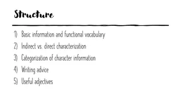 Vorschau - Präsentationen/Tafelbilder - Characterisation - how to characterise - Seite 1