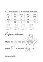 Vorschau - Arbeitsblätter - 9. Lesehausaufgabe: Lesen und malen mit Anton - Seite 1