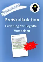 Vorschau - Arbeitsblätter - Preiskalkulation Erklärung der Begriffe Vorspeisen - Deckblatt