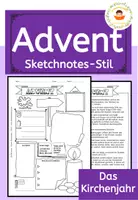 Vorschau - Arbeitsblätter - Advent - Arbeitsblatt und Textblatt im Sketchnotes-Stil - Deckblatt