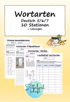 Vorschau - Unterrichtsreihen - Stationenlernen / Übungsheft zum Thema Wortarten mit Lösungen - Deckblatt