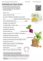 Vorschau - Arbeitsblätter - Arbeitsblatt "Zucker" + Onlineübung & MP3 + Mindmap + Infografiken - Deckblatt