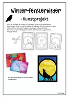 Vorschau - Mal- und Bastelvorlagen - Mondtiere-Fensterbilder / Winter Kunstprojekt mit Seidenpapier - Seite 1