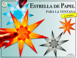 Vista previa - Manualidades / Dibujos para colorear - ESTRELLA de papel para la ventana (estrella navideña) - 2 variantes (Navidad) - página 1