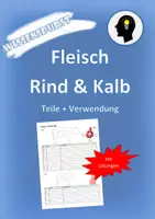 Vorschau - Arbeitsblätter - Fleisch Rind und Kalb Teile und Verwendung - Deckblatt