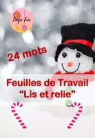 Aperçu - Feuilles d'exercices - Feuilles de Travail - Lis et Relie Vocabulaire de Noël/Hivers - FLE - Page de couverture