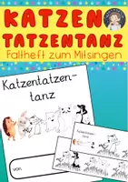 Vorschau - Arbeitsblätter - Musik - Mini-Falt-Buch zum Lied "Katzentatzentanz" - Deckblatt