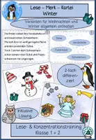 Vorschau - Spiele - Lese-Merk-Kartei Winter, Klasse 1, Klasse 2 , Lesetraining, Wörter oder Sätze lesen und merken - Deckblatt