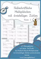 Vorschau - Arbeitsblätter - Arbeitsblätter Halbschriftliche Multiplikation mit dreistelligen Zahlen Klasse 3/4 - Deckblatt