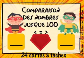 Aperçu - Cartes d'exercices - Atelier maths <100 - Atelier 5 : Comparaison des nombres - Page de couverture