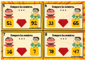 Aperçu - Cartes d'exercices - Atelier maths <100 - Atelier 5 : Comparaison des nombres - Page 2