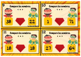 Aperçu - Cartes d'exercices - Atelier maths <100 - Atelier 5 : Comparaison des nombres - Page 3