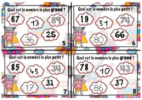Aperçu - Cartes d'exercices - Atelier maths <100 - Atelier 9 : Le plus grand / plus petit - Page 2