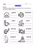 Vista previa - Manualidades / Dibujos para colorear - Worksheet: Sea Animals (Vocabulary) - página 3