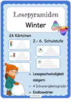 Vorschau - Stationenlernen - Lesen fördern: WINTER Lesekarten- Lesepyramiden - Lesetreppe - Deckblatt