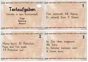 Vorschau - Stationenlernen - Textaufgaben Zahlenraum 100 - Deckblatt