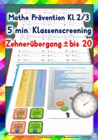 Vorschau - Fördermaterial/Inklusion - Prävention Klasse 2/3: Mathe 5 min. Klassenscreening, Zehnerübergang ± bis 20 - Deckblatt