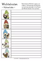 Vorschau - Arbeitsblätter - kostenloses Deutsch Material für die Grundschule Wichtel beschreiben - Hühnerliebe - Seite 1