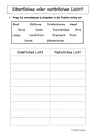 Vorschau - Arbeitsblätter - Künstliche und natürliche Lichtquellen: SU 1./2. Klasse - Seite 2