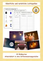 Vorschau - Arbeitsblätter - Künstliche und natürliche Lichtquellen: SU 1./2. Klasse - Deckblatt