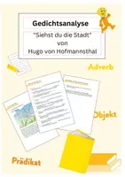 Vorschau - Arbeitsblätter - Gedichtsanalyse - "Siehst du die Stadt" von Hugo von Hofmannsthal - Deckblatt