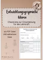 Vorschau - Anderer Materialtyp - Entwicklungsgespräche führen- Checkliste für die Lehrkraft - Deckblatt