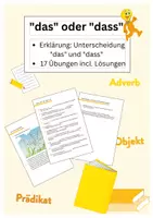 Vorschau - Arbeitsblätter - ähnlich/ gleich klingende Wörter - "das" oder "dass" - Deckblatt