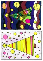 Vorschau - Mal- und Bastelvorlagen - Christmas Card Doodle Trees - Deckblatt