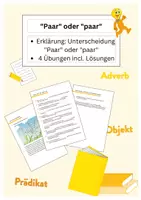 Vorschau - Arbeitsblätter - ähnlich/ gleich klingende Wörter - "Paar" oder "paar" - Deckblatt