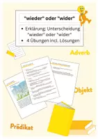 Vorschau - Arbeitsblätter - ähnlich/ gleich klingende Wörter - "wieder" oder "wider" - Deckblatt