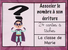 Aperçu - Cartes d'exercices - Atelier super-héros 5 : Associer le nombre à l'écriture - Page de couverture
