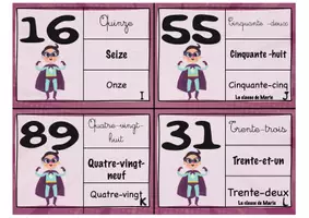 Aperçu - Cartes d'exercices - Atelier super-héros 5 : Associer le nombre à l'écriture - Page 3