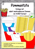 Vorschau - selbst erstellte Cliparts/Grafiken - Pommestüte - Vorlage zum Basteln - inkl. editierbarer Version zum Beschriften - Deckblatt