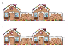 Vorschau - Mal- und Bastelvorlagen - Lebkuchenhaus-Bastelbogen - Seite 1