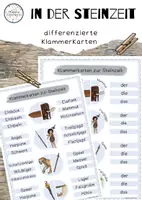 Vorschau - Fördermaterial/Inklusion - Klammerkarten zum Thema Steinzeit - Deckblatt