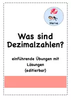 Vorschau - Stundenentwürfe - Was sind Dezimalzahlen? Einführung AB mit Übungen - Deckblatt