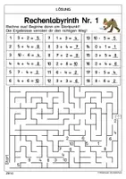 Vorschau - Arbeitsblätter - Rechenlabyrinthe - Rechne und finde den Weg im ZR10 - Seite 2